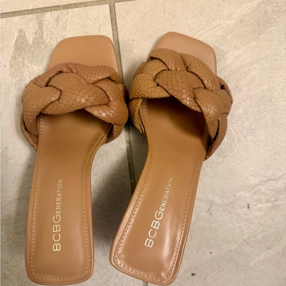 BCBGeneration Tan Sandals with Knotted Straps